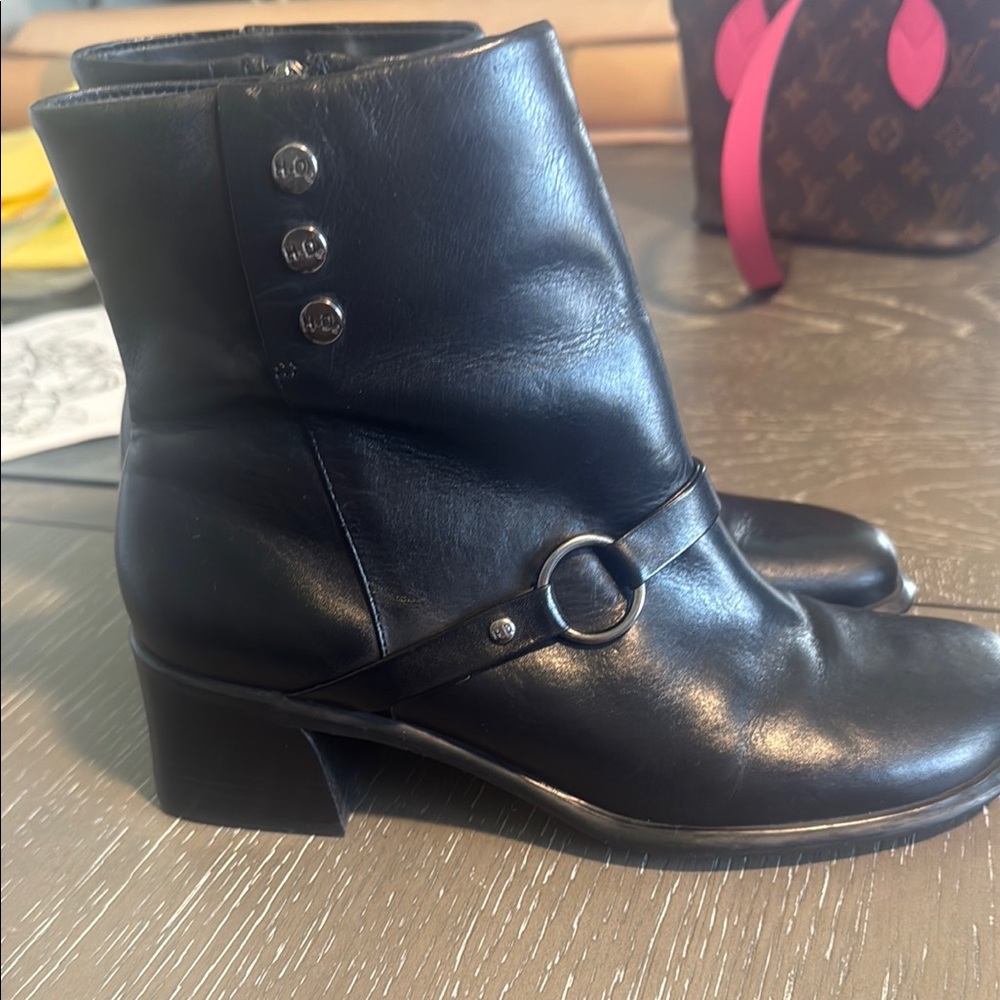 Harley-Davidson Black Combat Moto Boots with Polished Leather